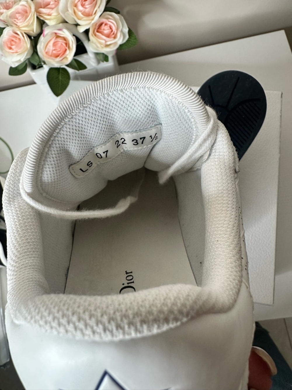 Christian Dior One Sneaker Oblique White Deep Blue Size 37.5 Authentic Luxury - Picture 16 of 16